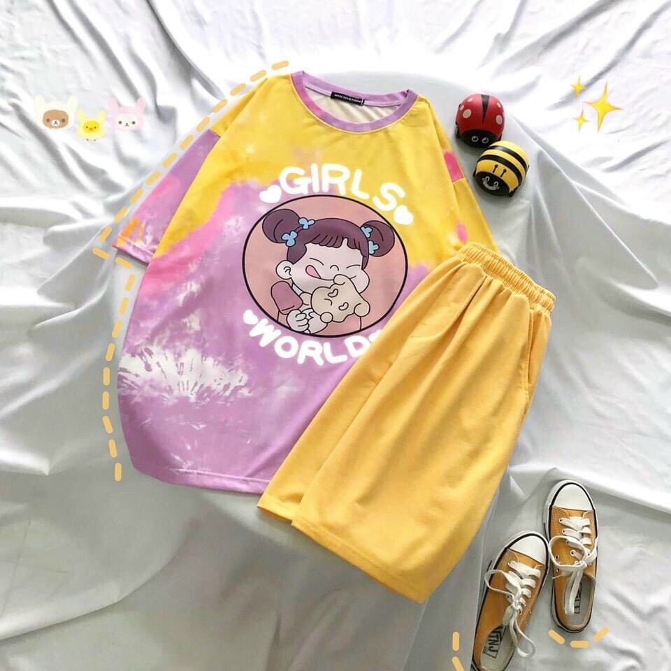 Set đồ bộ hoạt hình ❤️ Bộ mặc nhà Cartoon GIRL LOANG form rộng Freesize Molly Fashion