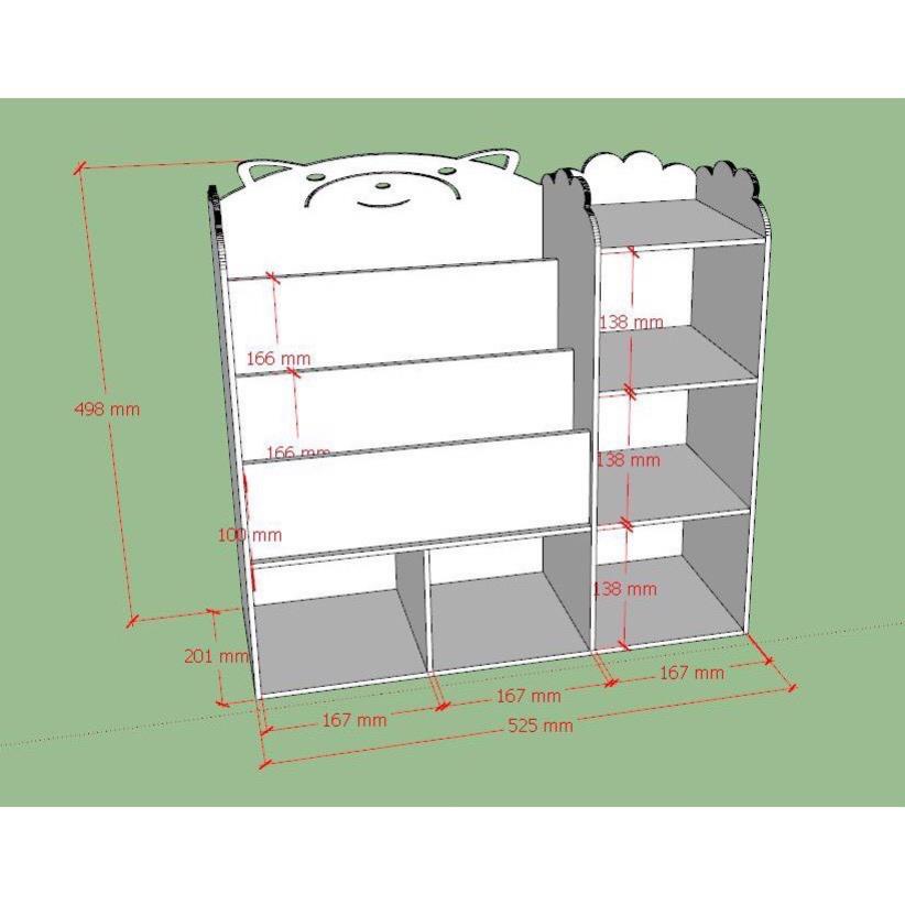 (Khắc Tên Miễn Phí) Kệ sách hình gấu 5 ngăn đựng đồ đa năng (size nhỏ)