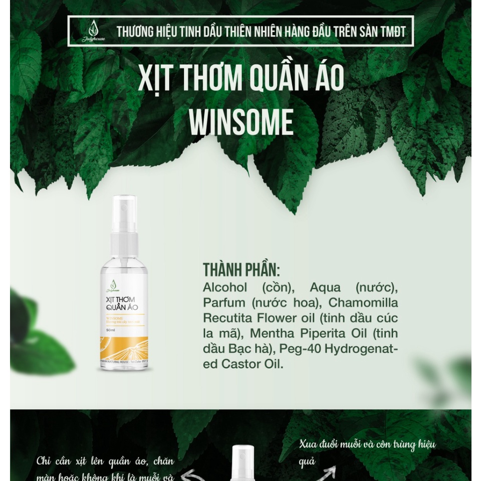 Xịt thơm quần áo Winsome 20ml hương nước hoa quyến rũ JULYHOUSE - YOOSOO MALL