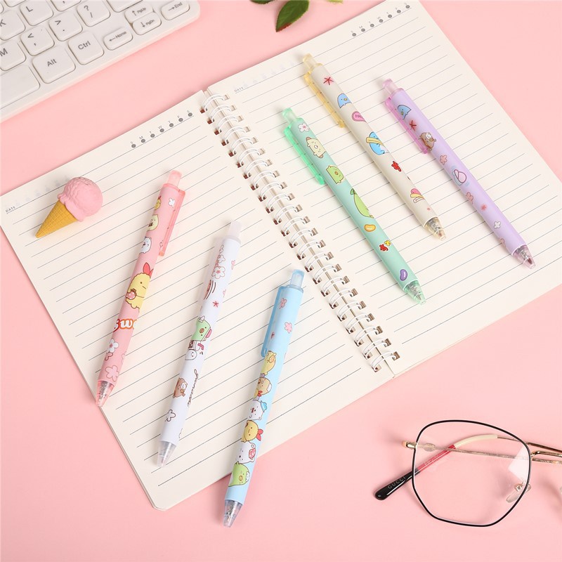 1 Bút gel Mực Đen Ngòi 0.5mm Dạng Nhấn Hình Hoạt Họa Đáng Yêu Cho Học Sinh