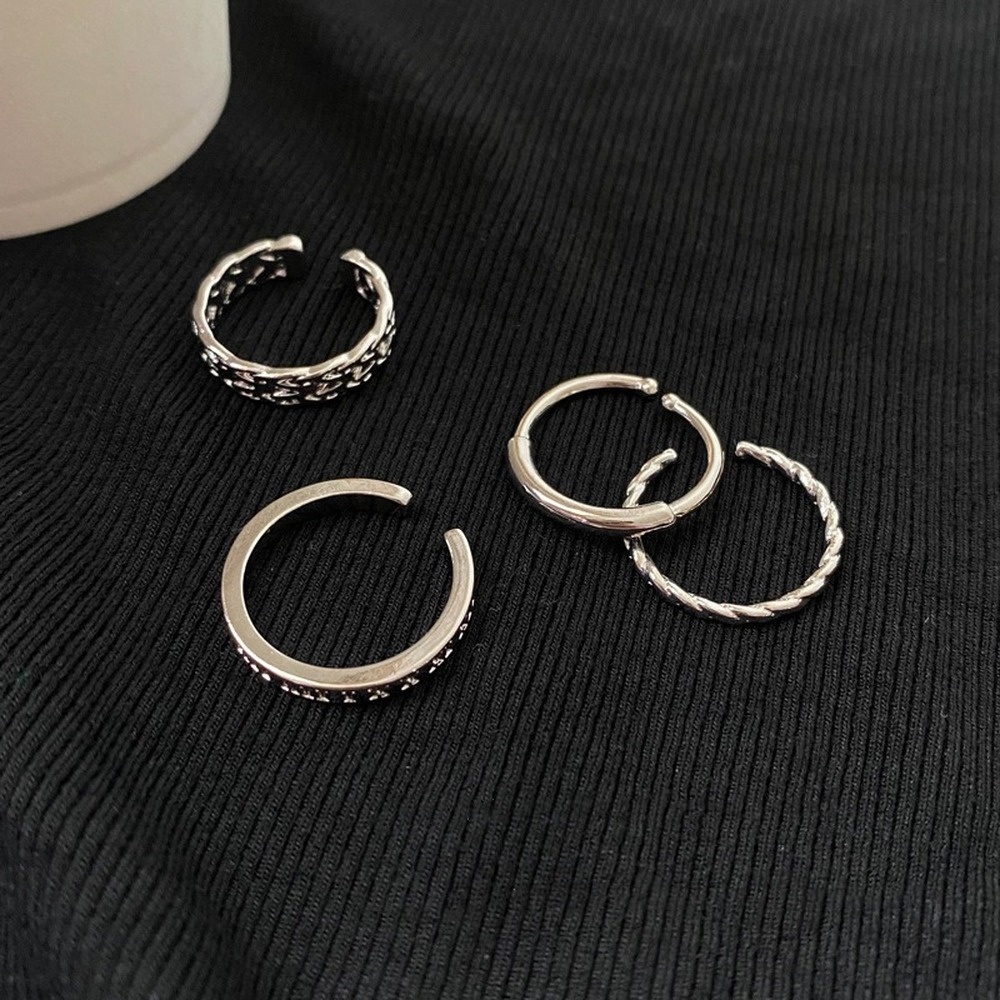 Set 4 Nhẫn Đeo Tay Kim Loại Đính Đá Thời Trang Nữ