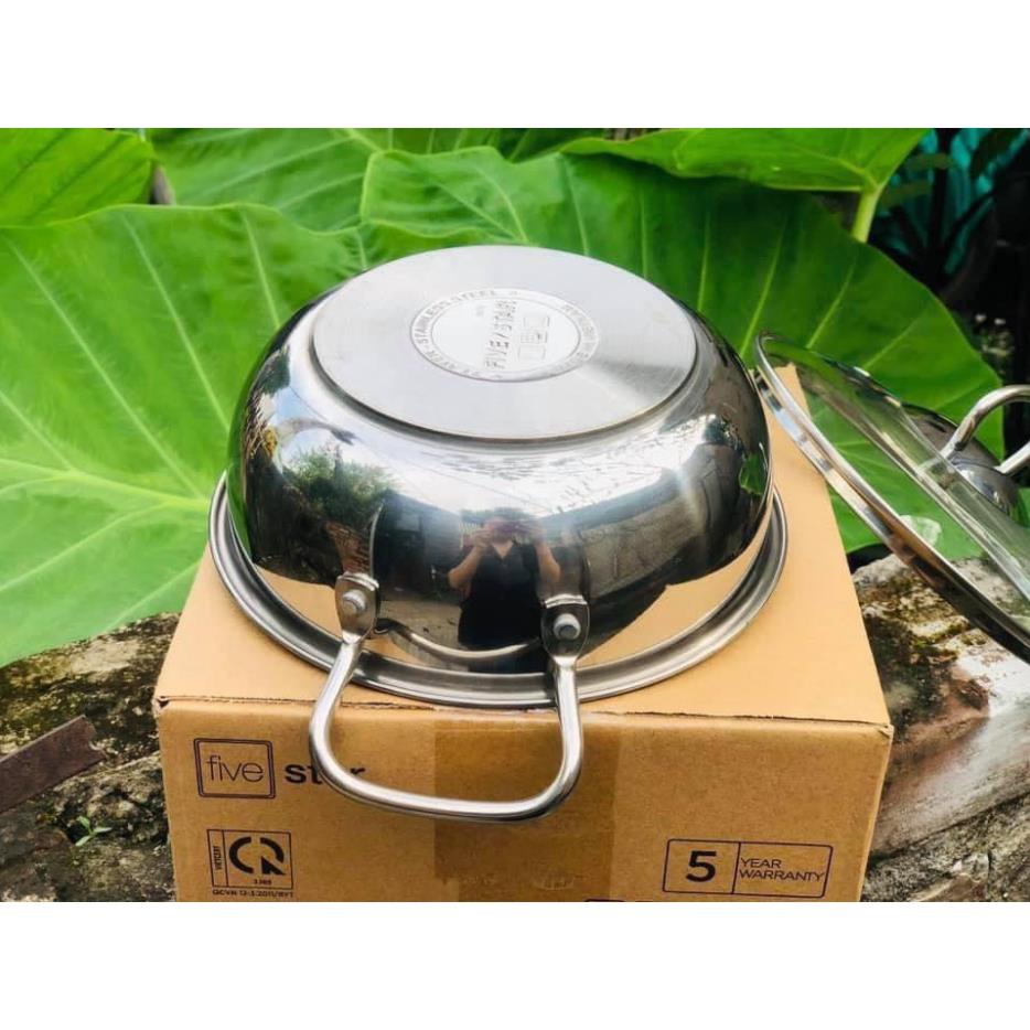 Nồi lẩu, chảo sâu lòng, chiên, rán, luộc, lẩu xào, kho, FIVE STAR , 3 đáy chống dính, có quai cầm tiện lợi, Mixxshop21