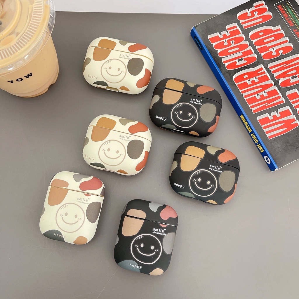 Vỏ Bảo Vệ Hộp Sạc Tai Nghe AirPods3 AirPods3 Họa Tiết Rằn Ri Mặt Cười Màu Nhám Dễ Thương 2021
