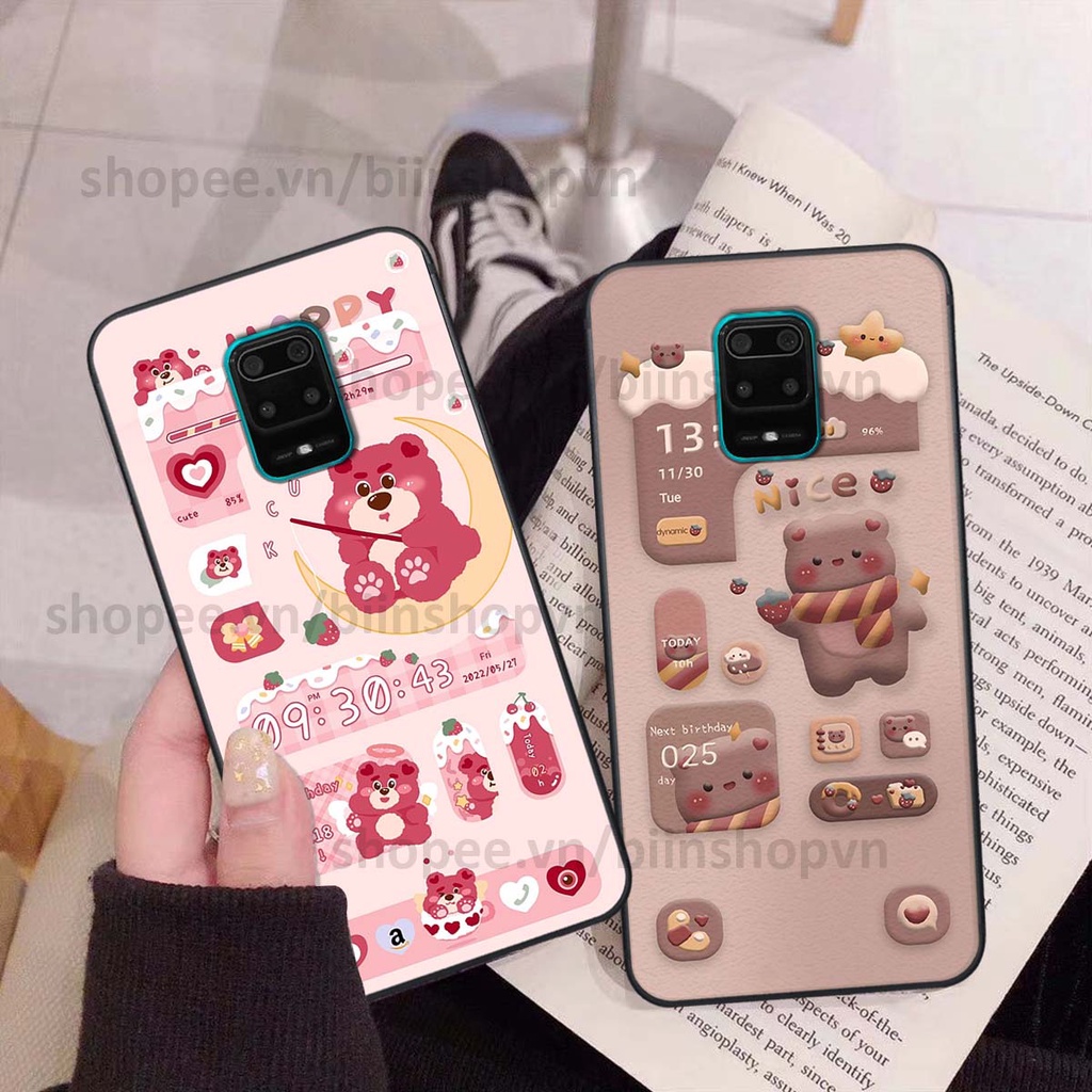 Ốp Xiaomi Redmi Note 9 / Note9s / Note 9 Pro in 3D icon gấu nổi siêu xinh, siêu đáng yêu, cá tính phong cách