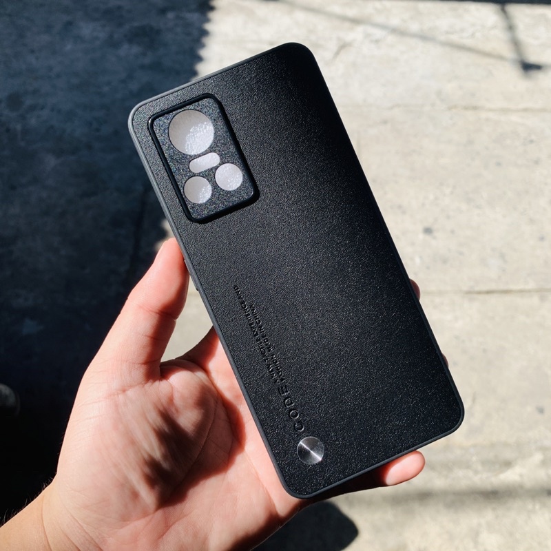 Realme GT neo 3 ốp lưng da PU phong cách chống bám vân tay bảo vệ Camera sau cho GTneo 3 màu đen cam cao cấp