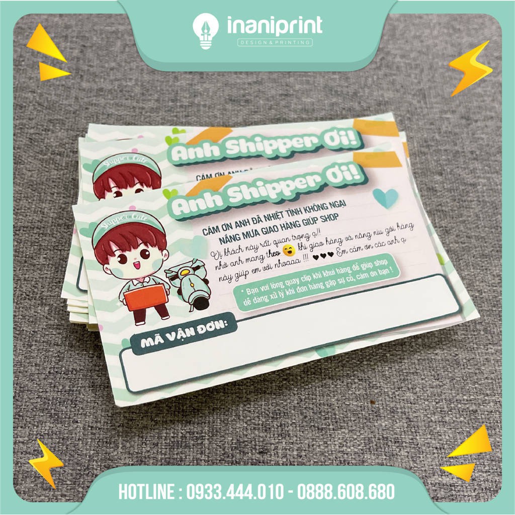 Tem cám ơn anh shipper, giấy cám ơn shipper có keo - xanh ngọc 020