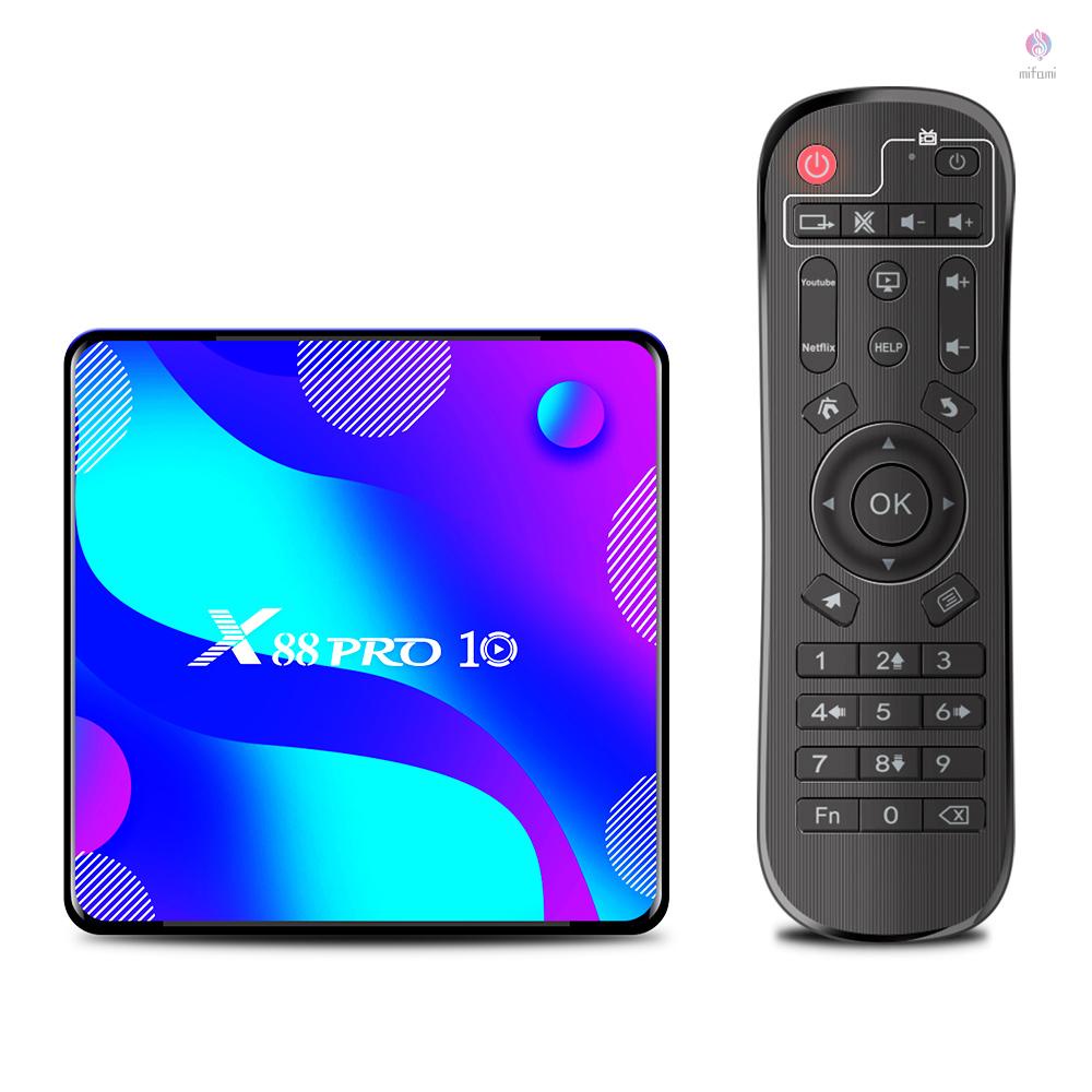 TV Box X88 PRO 10 Android 11.0 thông minh UHD 4K RK3318 4GB/32GB 2.4G/5G màn hình kép WiFi BT4.0 100M LAN VP65 H.2