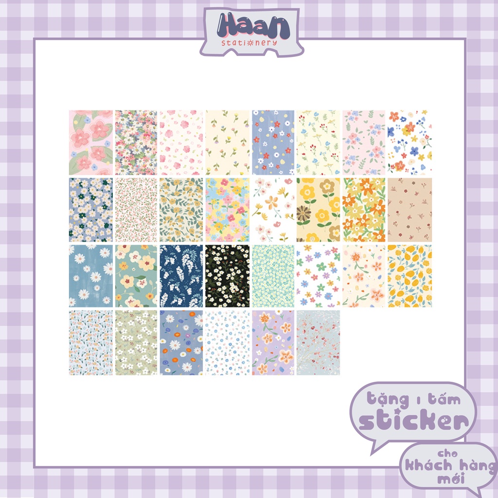 Set 30 miếng dán sticker 🌼🌻hoa nhí vintage dễ thương🌼🌻 trang trí sổ tay, planner, bullet journal