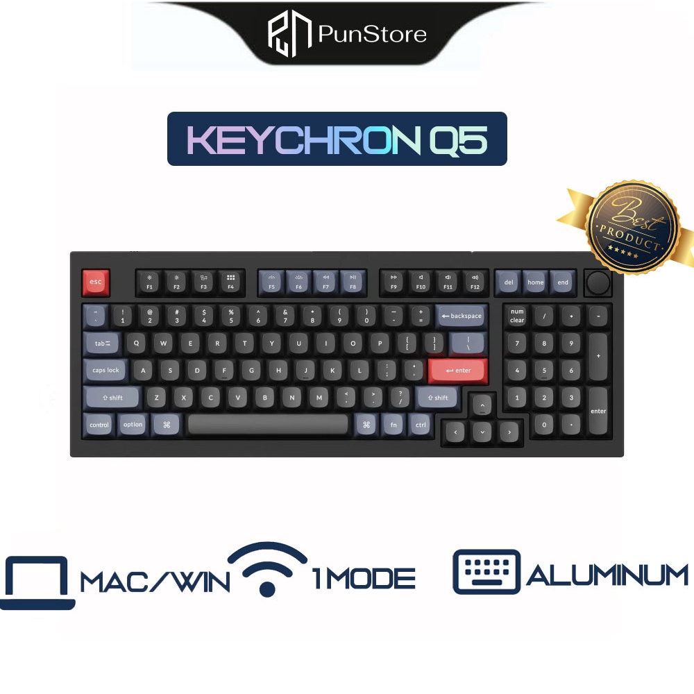 Bàn phím cơ Keychron Q5 Knob (QMK/VIA | HotSwap | Gasket Mount | Gateron G-Pro Switch) CHÍNH HÃNG