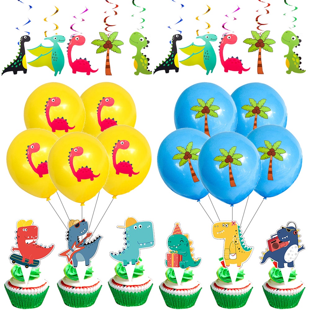 Bộ dụng cụ bàn ăn bằng giấy họa tiết khủng long hoạt hình dễ thương cho bé