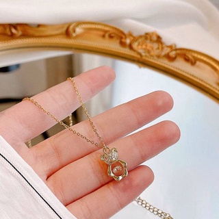 vòng cổ Mặt Hình Chú Gấu Đính Đá Dễ Thương Phong Cách Hàn Quốc
