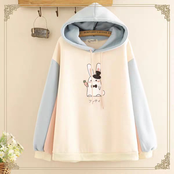 Áo Khoác Hoodie Nỉ Thời Trang Nữ In Hình Thỏ Cầm Củ Cải❤️FREESHIP❤️ | BigBuy360 - bigbuy360.vn