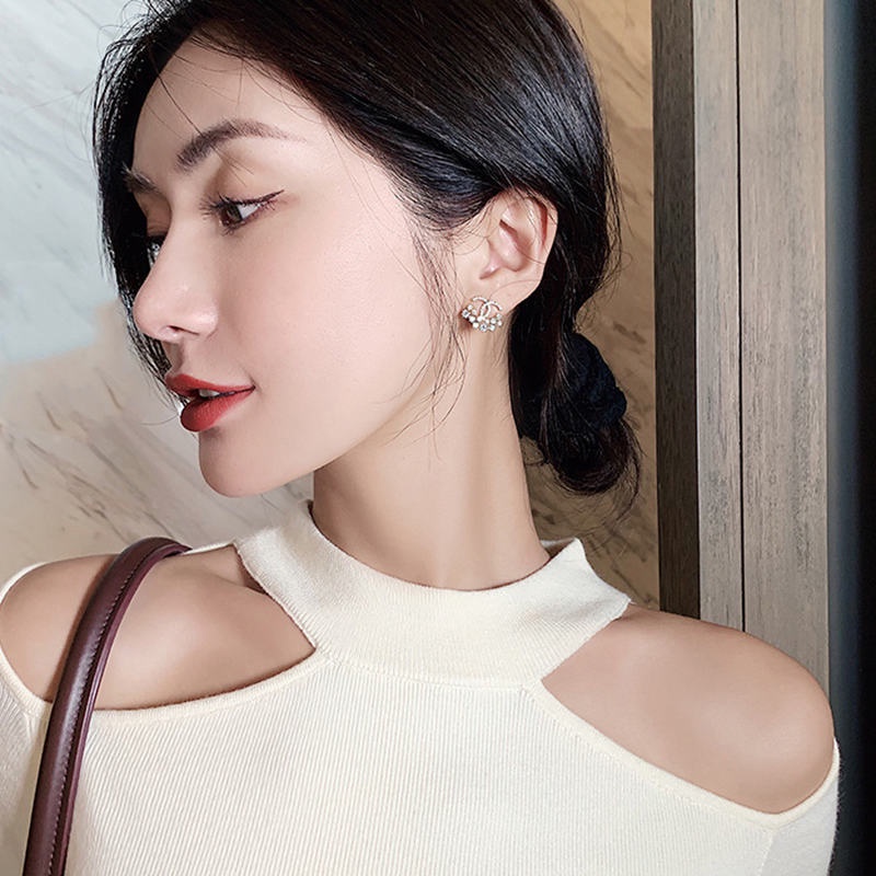 Bông tai nữ đính đá pha lê cao cấp thiết kế thời trang thanh lịch mẫu mới
