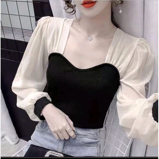 [Mã 2611THTRANG100K hoàn 10% xu đơn 99K] ÁO GÂN PHỐI VOAN TAY BỒNG