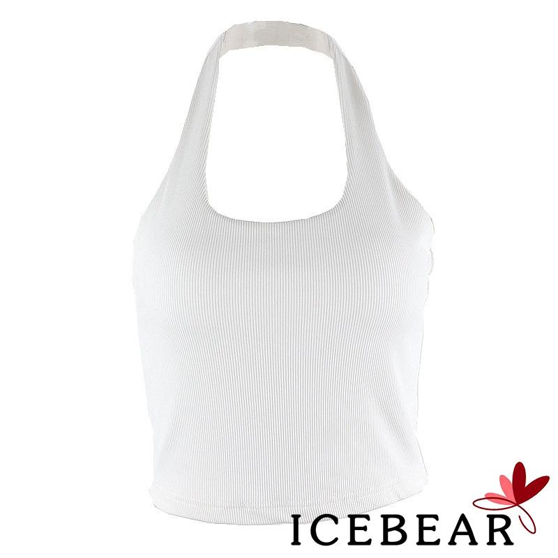 Áo Lửng Không Tay Cổ Yếm Màu Sắc Đơn Giản Cho Nữ