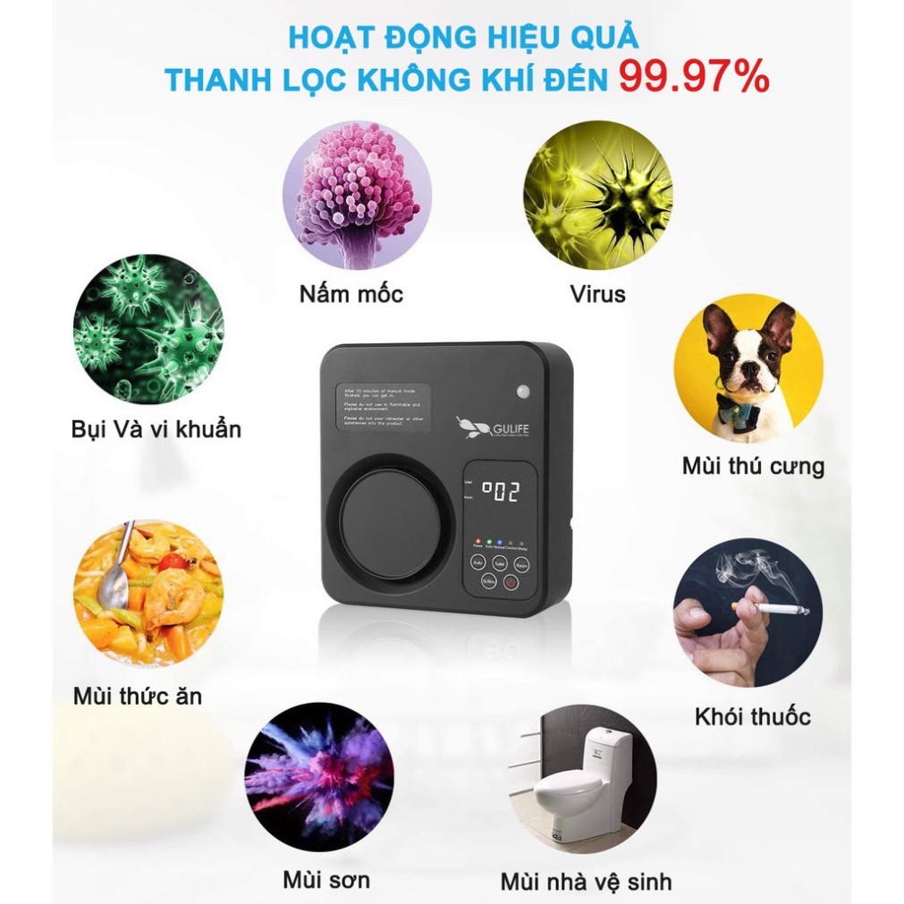 [Bảo Hành 5 Năm] Máy Lọc Không Khí, Máy Tạo Ozone, Ion âm, Khử Khuẩn Làm Sạch Không Khí (Hàng Xuất Nhật) GULIFE GML-38Oz