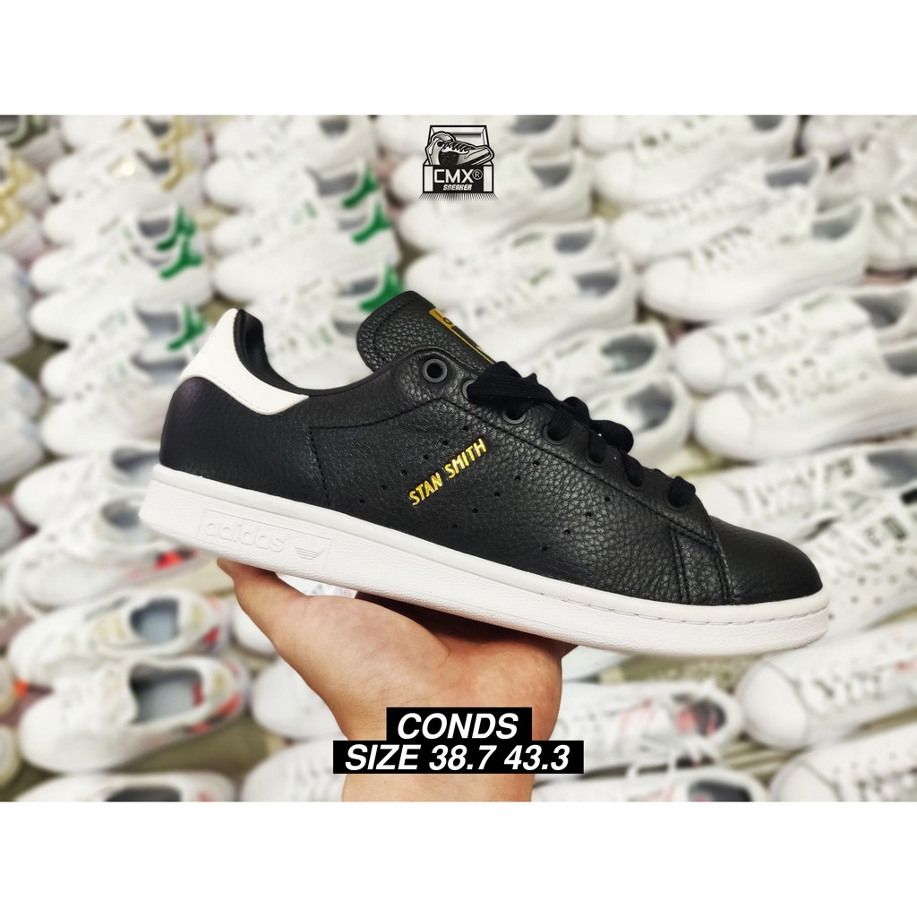 😘 [ HÀNG CHÍNH HÃNG ] Giày Adidas Stan Smith Core Black Tag Kim Loại - Size 37.3 38.7 43.3 - REAL AUTHETIC 100%