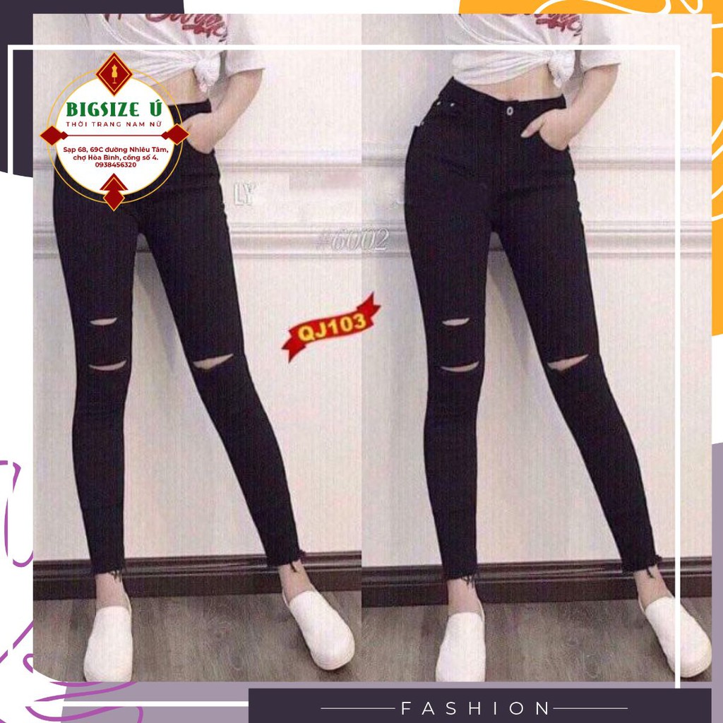 Quần jeans dài đen bigsize!