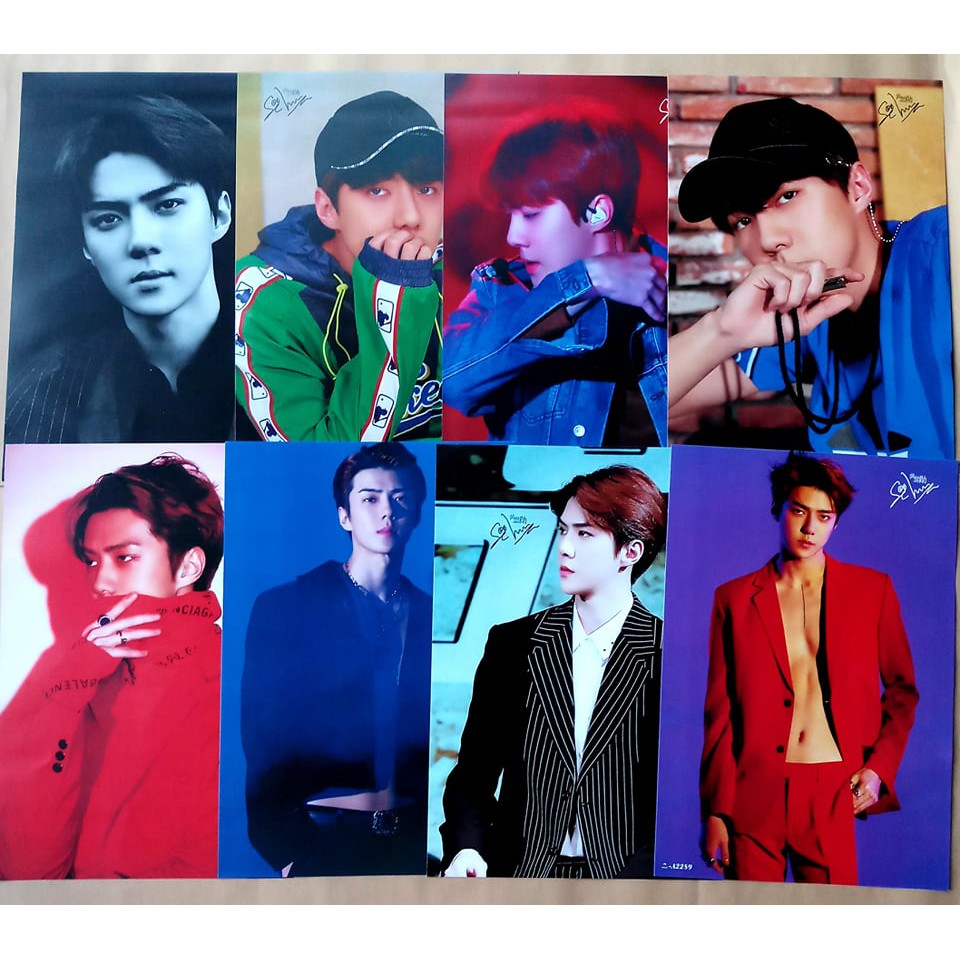 Bộ 8 poster chữ ký EXO Chanyeol Baekhyun Sehun