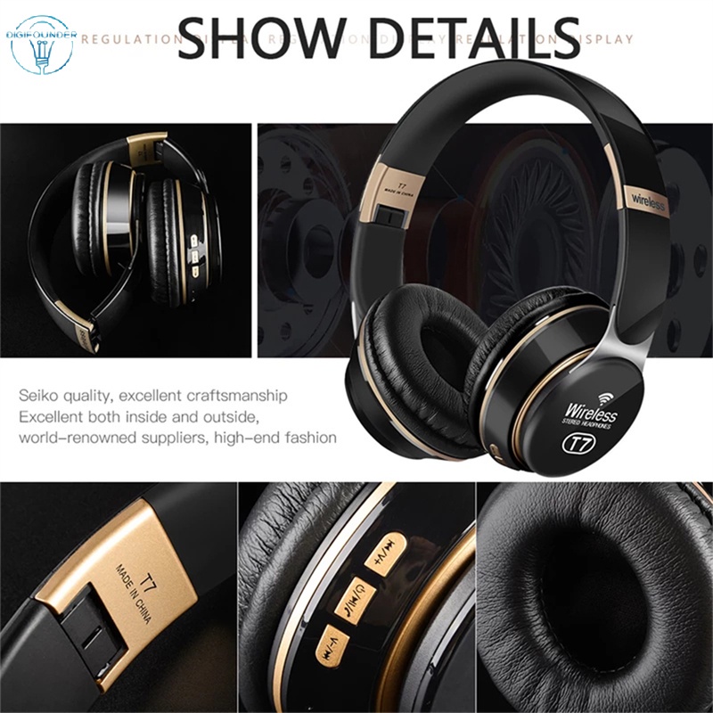 Tai nghe bluetooth không dây 3d Dg T7 hỗ trợ thẻ nhớ TF 3.5mm tùy chọn màu sắc
