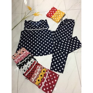 Set đồ bộ áo sát nách quần dài chấm bi nữ