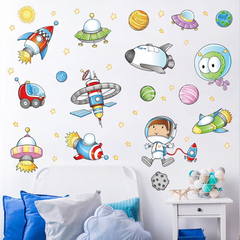 🐅🐅Tranh decal dán tường TÀU KHÔNG GIAN cho bé- Decal dán tường🐅🐅 87/