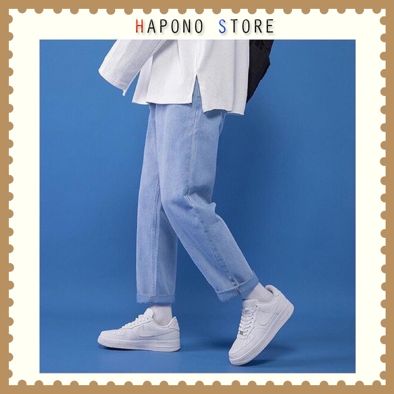 Quần jean bò baggy nam nữ ống suông rộng Unisex hàng Quảng Châu phong cách Hàn Quốc sành điệu style 2021 - HAPONO-MJ044