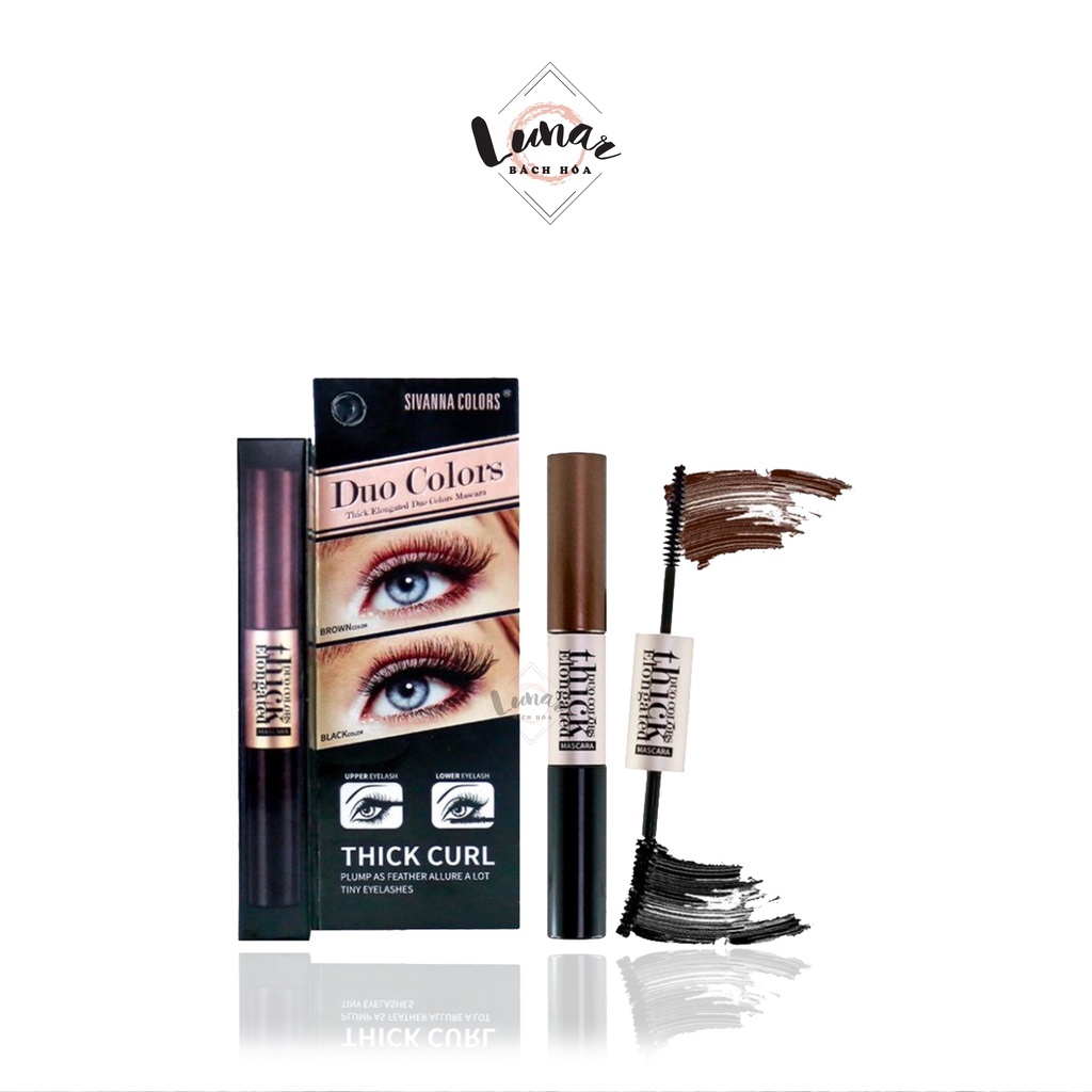 Mascara 2 Đầu 2 Màu Nâu Đen Sivanna Colors Thick Elongated Duo Colors HF918