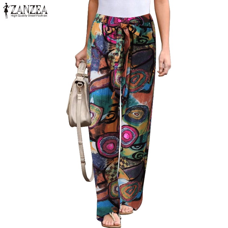 Quần Dài Ống Rộng ZANZEA In Họa Tiết Graffiti Thời Trang Dành Cho Nữ