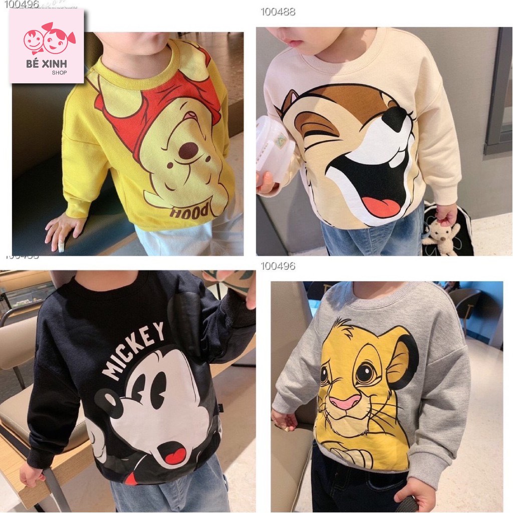 Áo hoodie dài tay thu đông cho bé trai bé gái hoạt hình [SO CUTE] Aó thun bé trai gái Hàn Quốc tay dài da cá form rộng