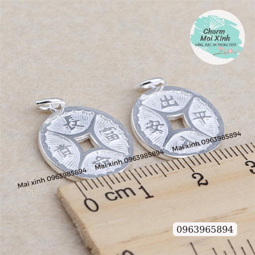 (S925) Đồng Xu Treo May Mắn An Khang Thịnh Vượng- phụ kiện xâu vòng tay nam nữ, charm phối vòng tay phong thuỷ handmade