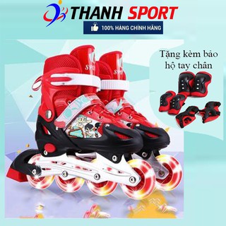 Giày Trượt Batin, Giày Patin Sport 1 Đèn Flash Phát Sáng Trẻ Em - Batin Người Lớn QF Thế Hệ Mới 3 MÀU ĐỎ, XANH, HỒNG