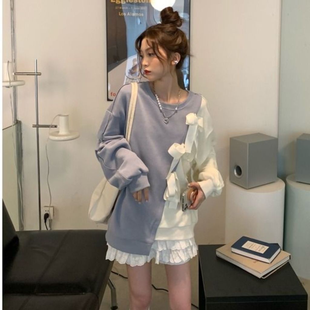 Áo sweater Tay Dài Phối Nơ Thiết Kế Mới Thời Trang Mùa Thu Đông Dành Cho Nữ