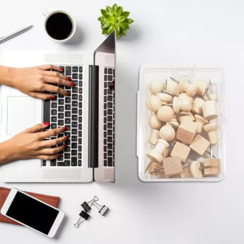 Bộ 30 chiếc đinh ghim cắm giấy tờ ghi nhớ và ảnh bằng gỗ và thép