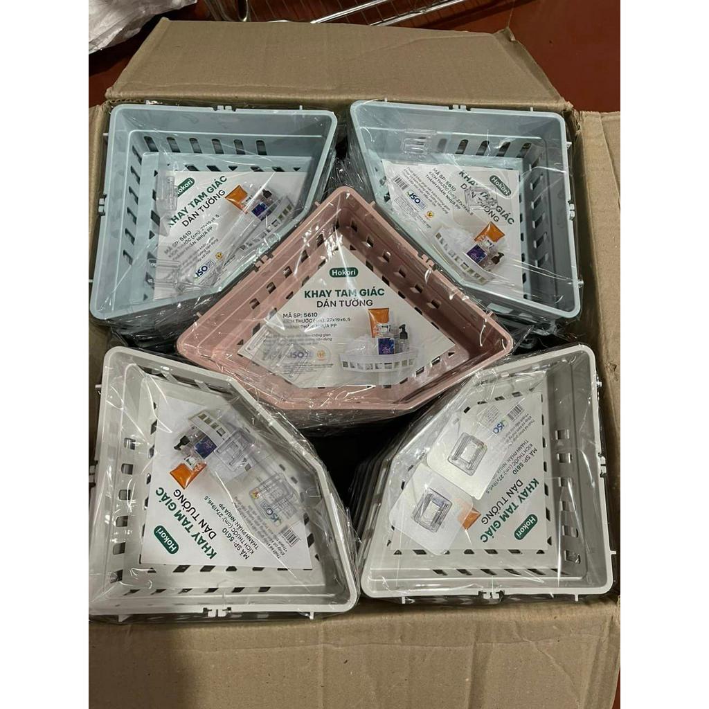 Kệ góc nhà tắm dán tường HOKORI - khay nhựa tam giác dán bếp Việt Nhật