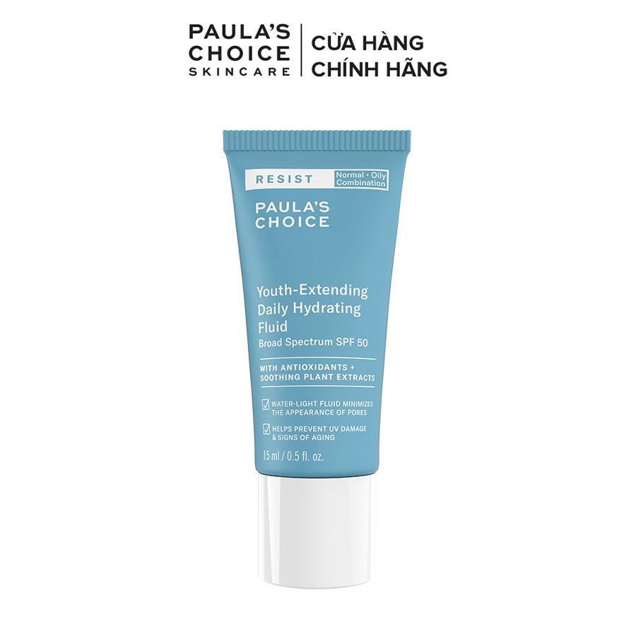 Kem ngày mềm mịn, chống nắng phổ rộng Paula's Choice Resist Youth-Extending Daily Mattifying Fluid SPF 50 15ml Mã 7807 | BigBuy360 - bigbuy360.vn