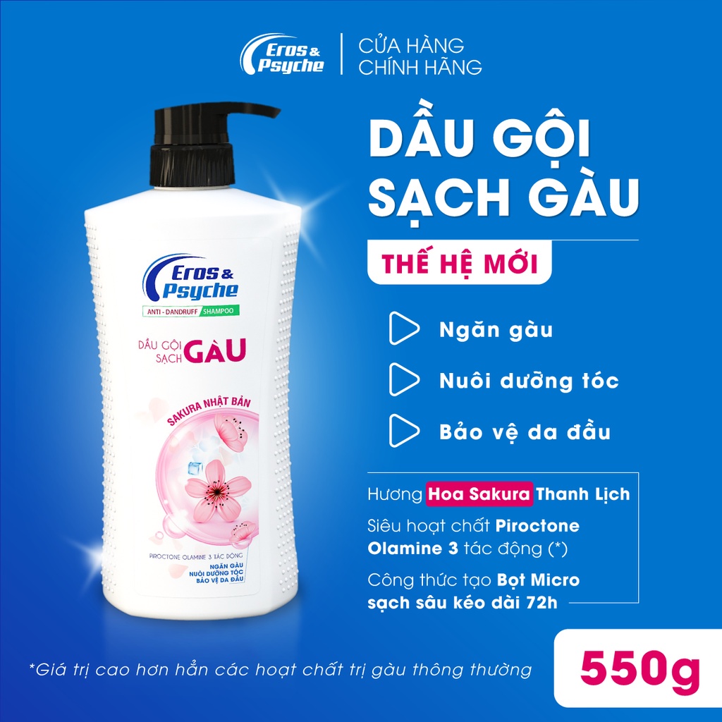 Dầu gội Eros & Psyche sạch gàu Thế Hệ Mới hương Hoa Sakura Nhật Bản 550g