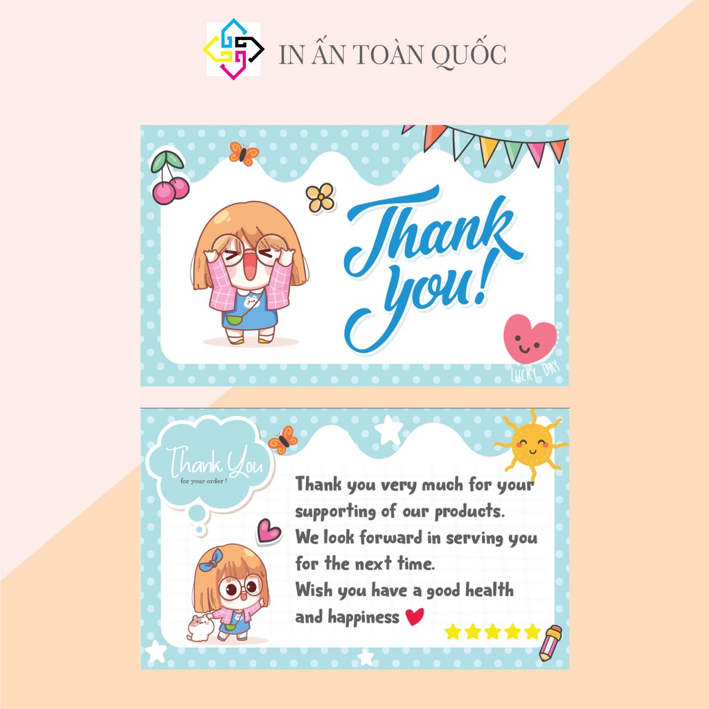 Bộ 100 card cám ơn, card Thank you sáng tạo độc đáo hợp trend, siêu cute  dành riêng cho shop bán hàng