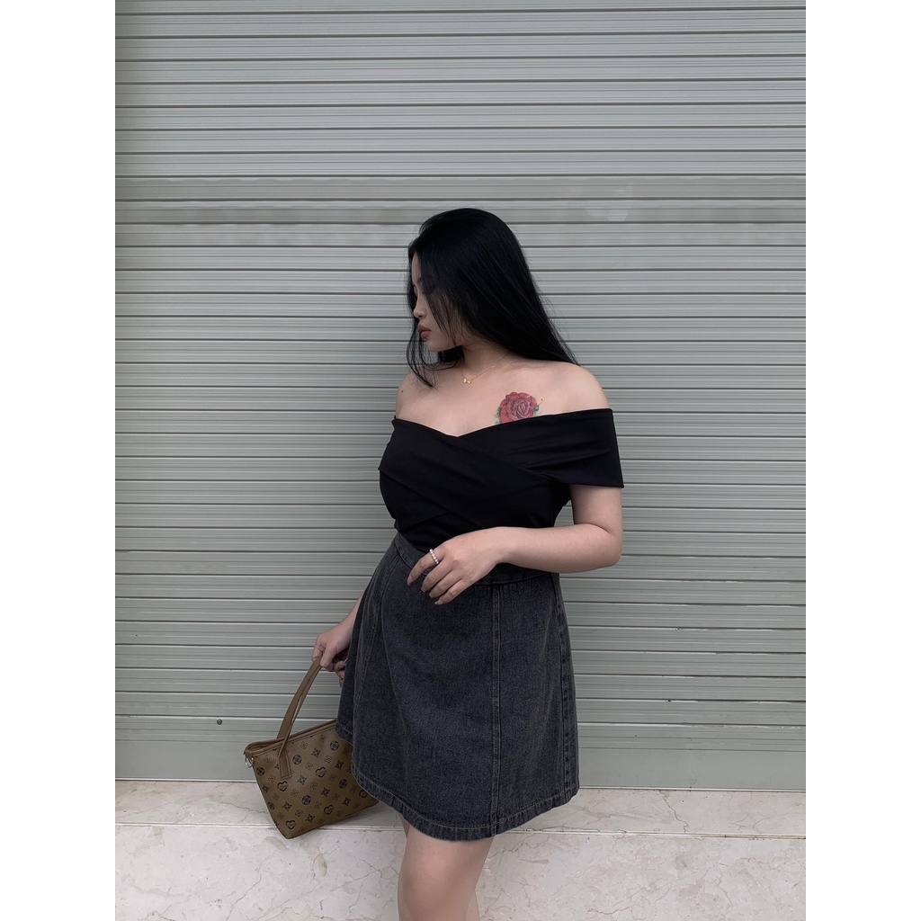 Áo thun trễ vai đắp chéo BIGSIZE (55kg đến 95kg) - 22YAP23 - [BU Bigsize Young]