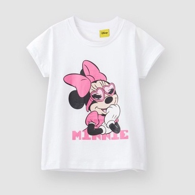 Áo thun hình chuột Minnie ngắn tay áo phông cho bé gái Rabity 95% cotton 5594