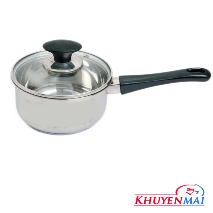 Quánh Inox 16cm Kèm Nắp Kính