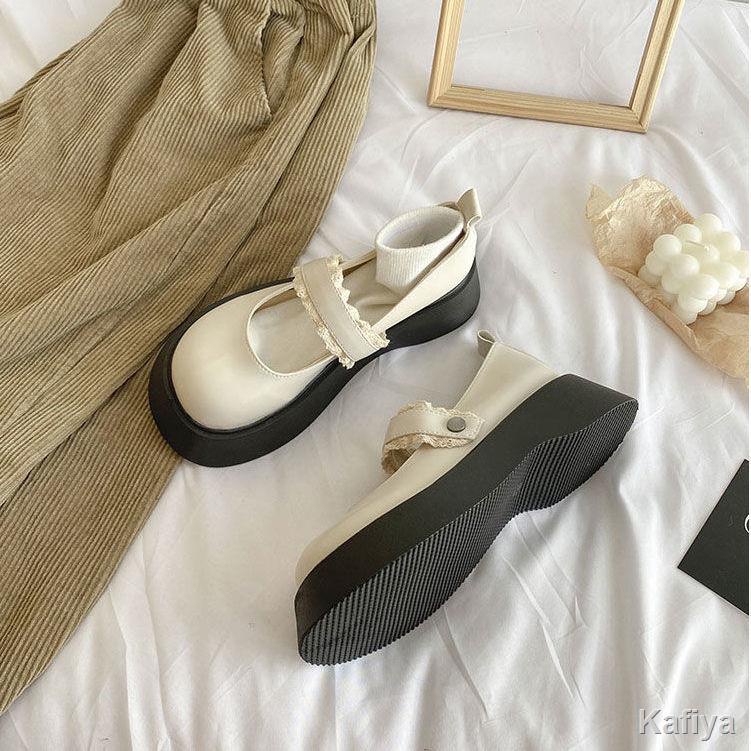 Cổ điển Mary Jane giày da nhỏ nữ mùa hè  mới cô gái đầu tròn đầu mềm với váy dày đáy Nhật Bản jk giày đơn đầu lớn