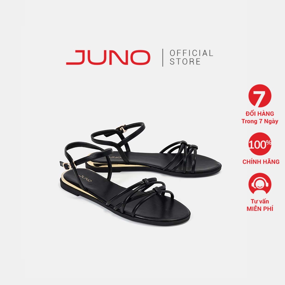 Giày Xăng Đan Thời Trang JUNO 3cm Sandal Dây Mảnh Hậu Viền Kim Loại SD03046