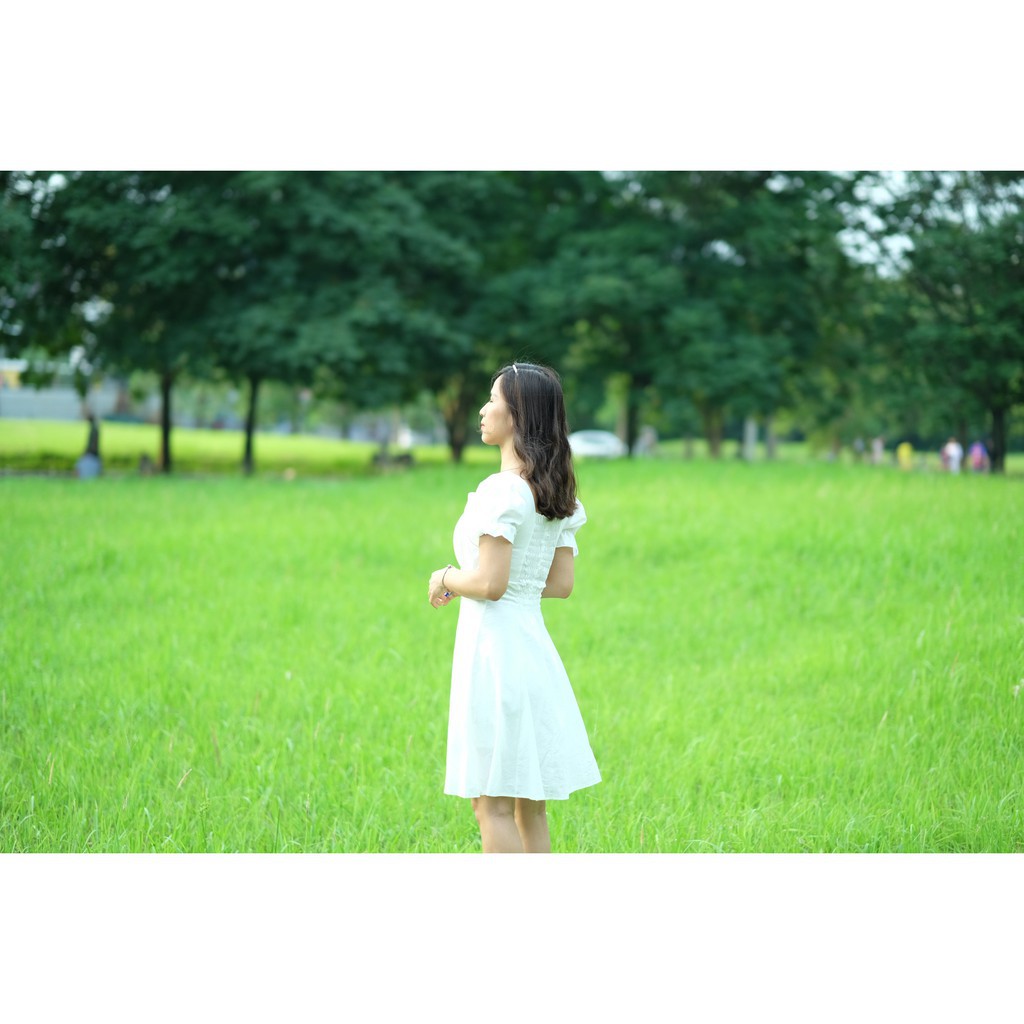 [TẶNG XẢ VẢI] Váy nữ tiểu thư trơn cúc bọc 2 mà, Đầm trắng đi tiệc đi chơi, đi biển | BigBuy360 - bigbuy360.vn