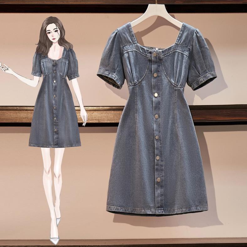 🌸Hàng Order🌸 Váy Jean Bigsize Phối Cúc Dáng Xòe Trẻ Trung Năng Động 🌸Hàng Quảng Châu