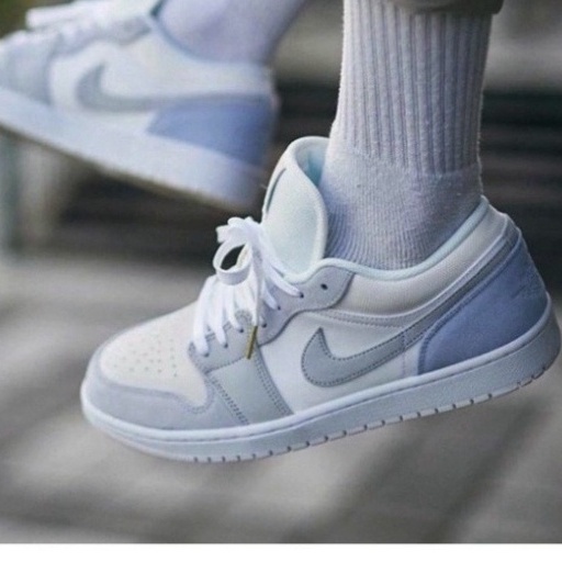 Giày Jordan Cổ Thấp Paris Màu Xám Gót Xanh Nam Nữ, Giày Jordan 1 Low paris Xám Nhạt Bản Đẹp Siêu Hot