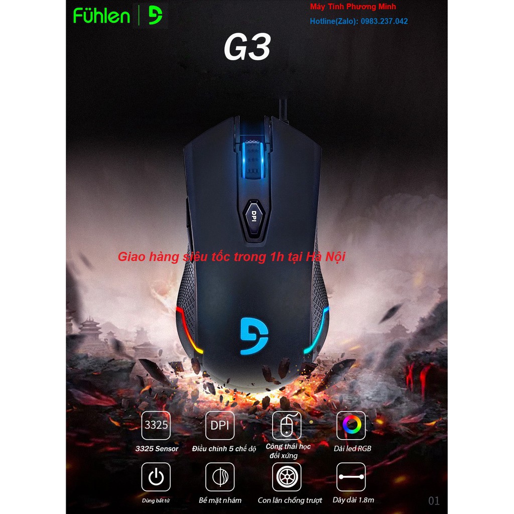 Chuột có dây game Fuhlen G3 RGB - Hàng chính hãng NinJa phân phối