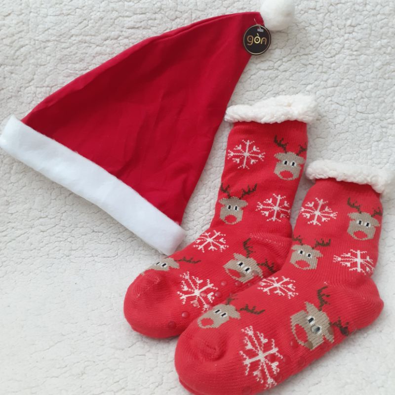 Set nón và vớ Noel