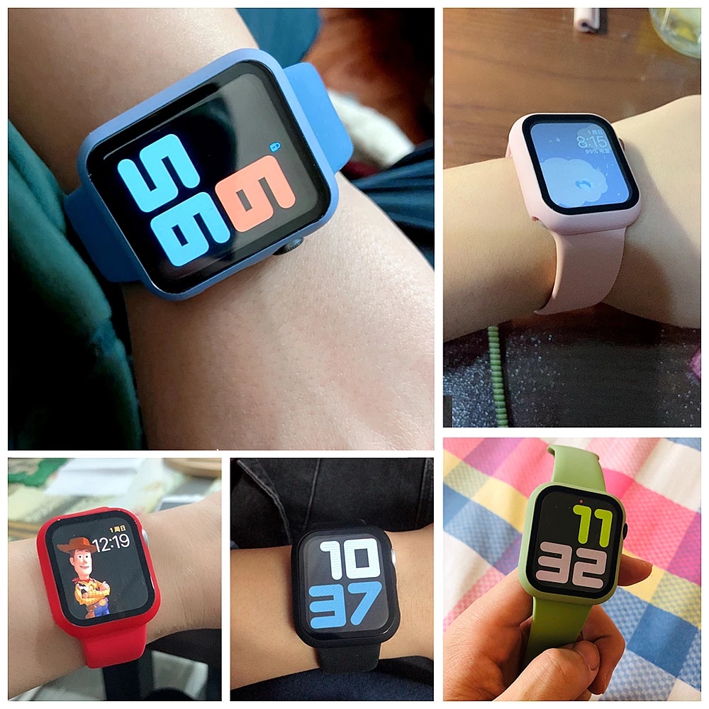 Bộ Dây Đeo Kính + Miếng Dán Bảo Vệ Màn Hình + Dây Đeo Dành Cho Đồng Hồ Thông Minh Apple 44mm 40mm 38mm 42mm 45 41 iWatch Series 7 6 5 4 3 se