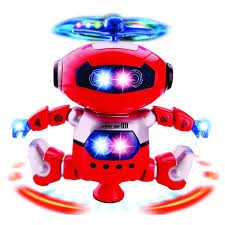 Siêu nhân biết đi có đèn nhạc xoay 360 độ dùng pin AA, Do choi robot biet mua phat nhac xoay 360 do